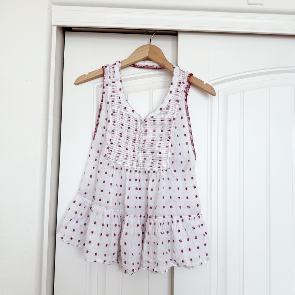 Free People Smocked Back Boho Ditsy Floral Babydoll Top Y2K